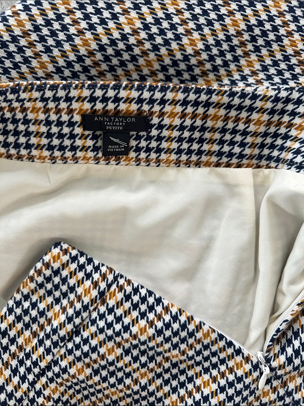 Ann Taylor Houndstooth Button-Front Mini Skirt - Black, White, Tan - Picture 3 of 3